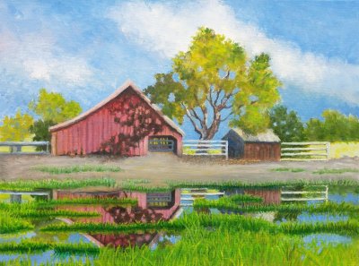 Barn-with-Flooded-Field